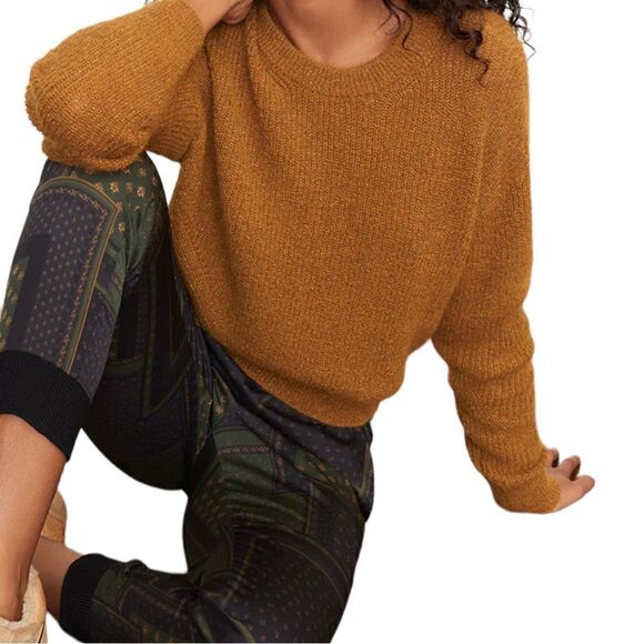 Veronica Beard Melinda Crew Neck Sweater in Gold - Picture 8 of 10